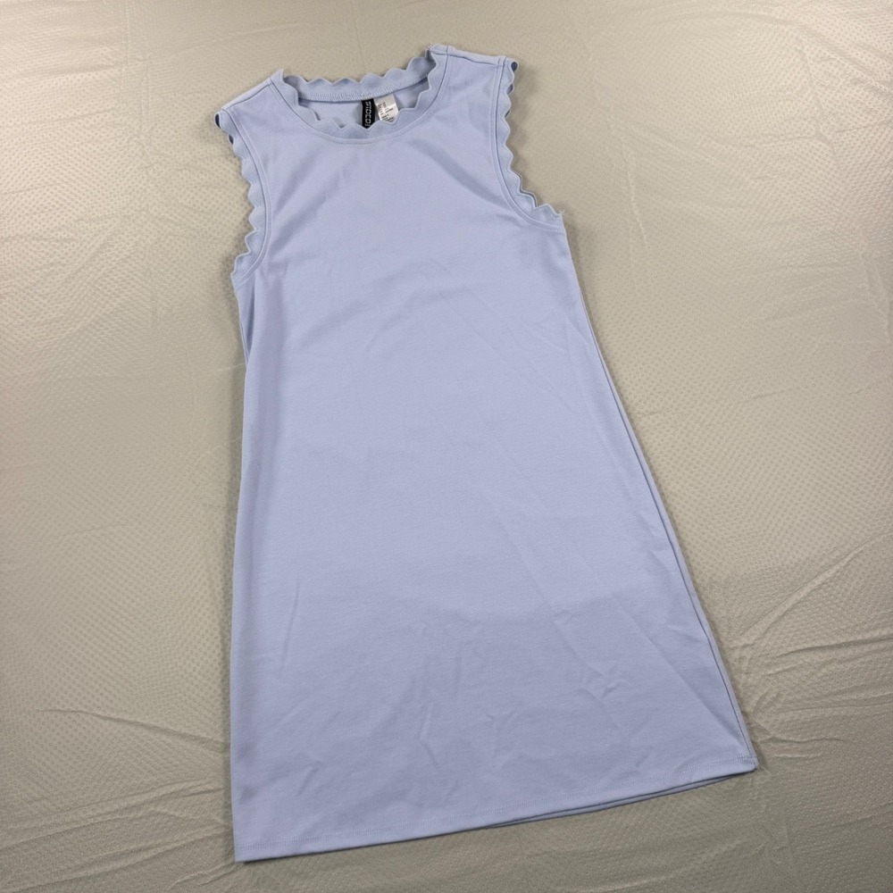 DIVIDED H&M Womens XS Pastel Light Blue Scalloped Neckline Sleeveless Mini Dress
